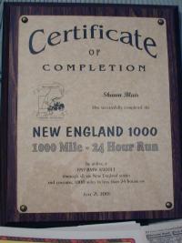 New England 1000 Certificate